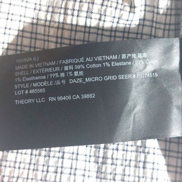 NWT Theory Men's Short Sleeve Button-Up Daze Camp Shirt Baltic/White Size L - Picture 16 of 16